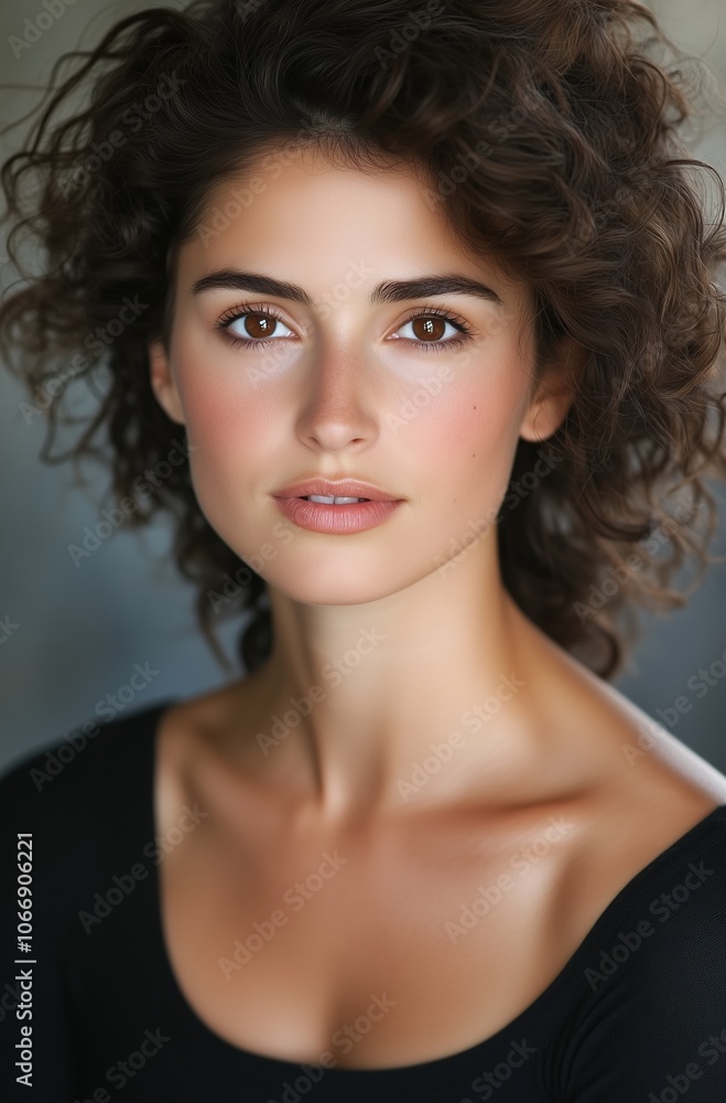 A woman with brown hair and brown eyes is smiling for the camera A woman with brown hair and brown eyes is smiling for the camera