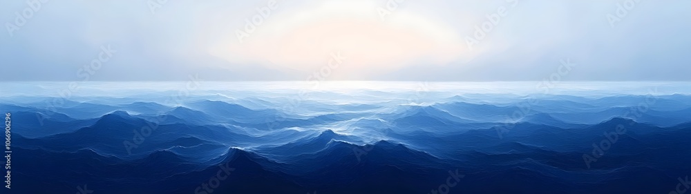 An expansive view of the ocean in various shades of blue, depicting gentle waves under a serene, light-filled sky, evoking tranquility and calmness. An expansive view of the ocean in various shades of blue, depicting gentle waves under a serene, light-filled sky, evoking tranquility and calmness.
