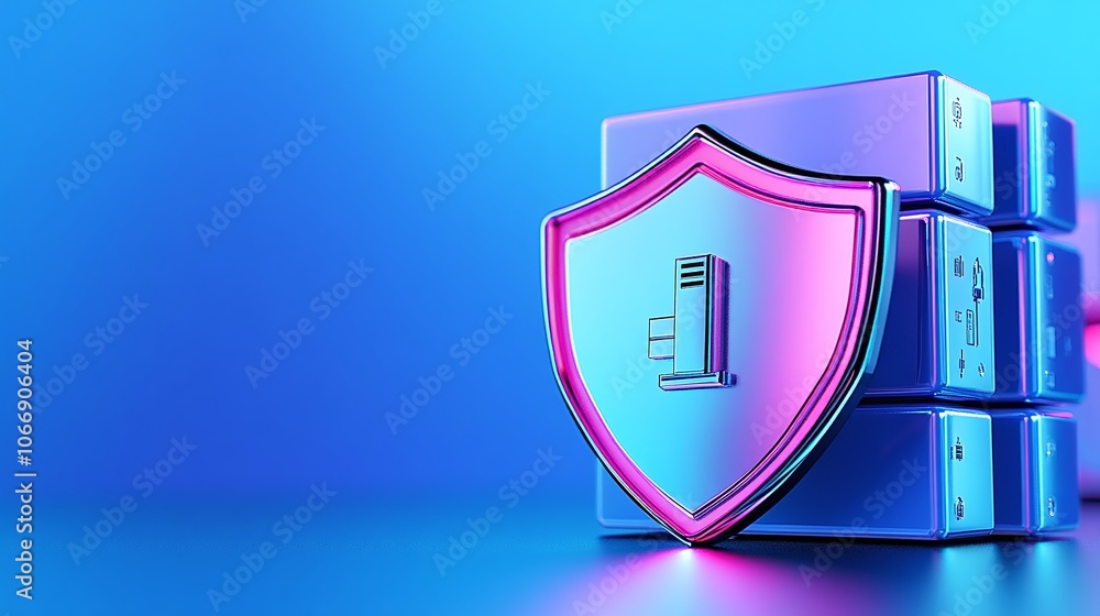 Cyber Security Shield Concept with Server Storage Cyber Security Shield Concept with Server Storage