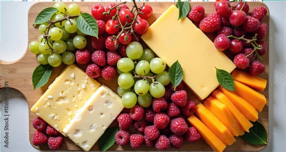 Colorful fruit and cheese platter Colorful fruit and cheese platter