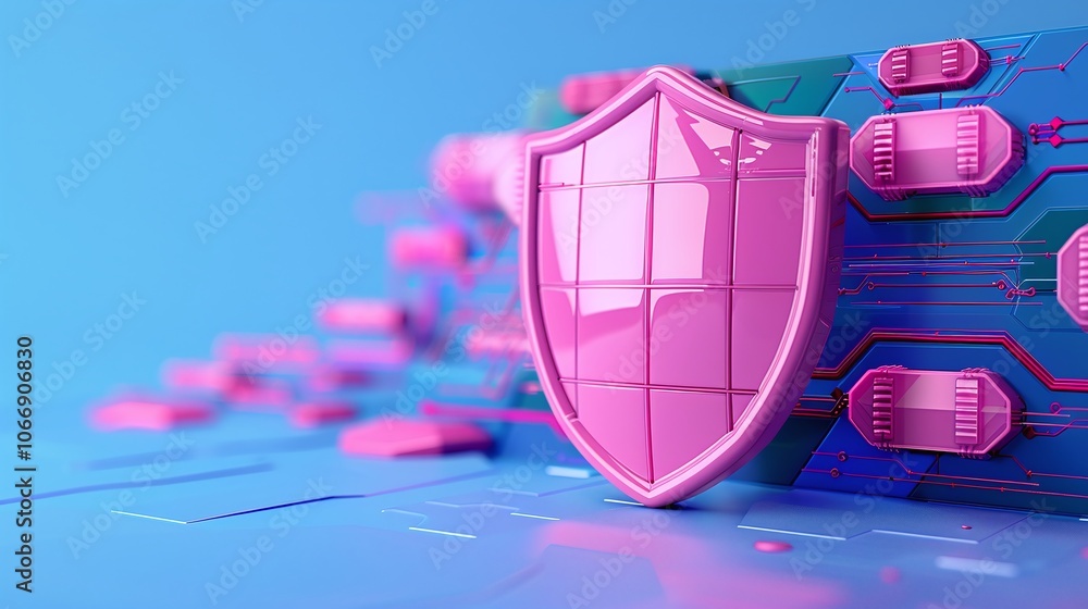 Cyber Security Shield on Digital Background Cyber Security Shield on Digital Background