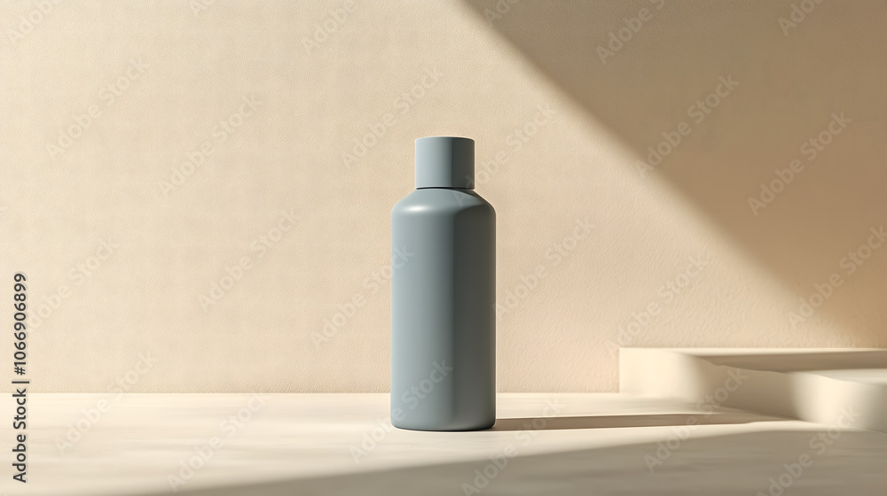 Elegant skincare bottle with minimalistic design against a soft, neutral backdrop for branding Elegant skincare bottle with minimalistic design against a soft, neutral backdrop for branding
