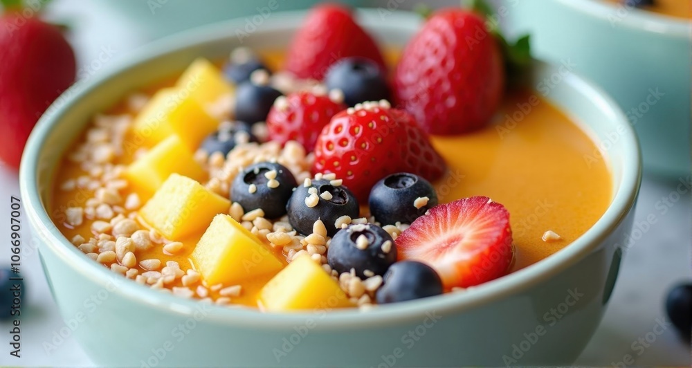 Colorful fruit smoothie bowl with berries Colorful fruit smoothie bowl with berries