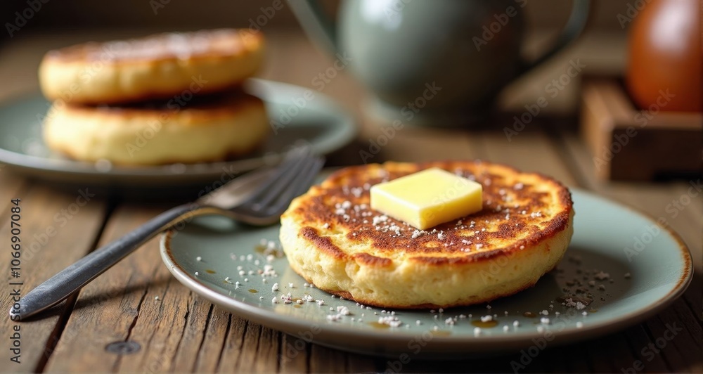 Delicious pancakes with butter drizzle Delicious pancakes with butter drizzle