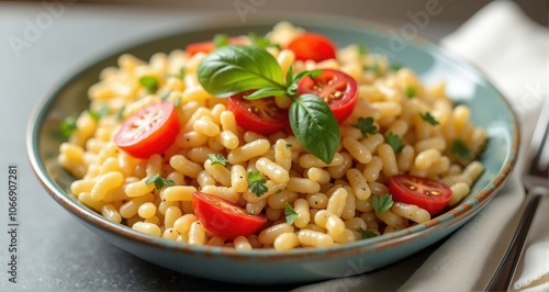 Delicious pasta salad with fresh tomatoes