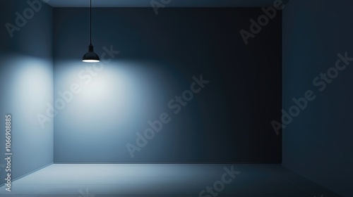 A dark, empty room with a single flickering light bulb hanging from the ceiling