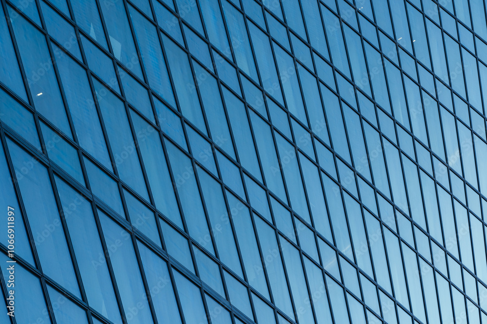 The Reflection of Modern Architecture Seen in a Beautiful Glass Facade of a Building