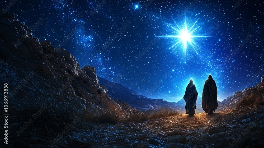 Fototapeta premium Star of Bethlehem Shining in the Night Sky