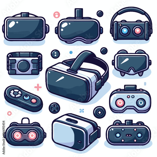 VR Headset set vector illustration
