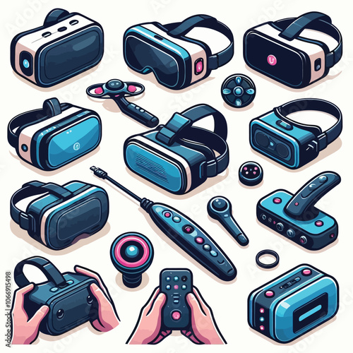 VR Headset set vector illustration