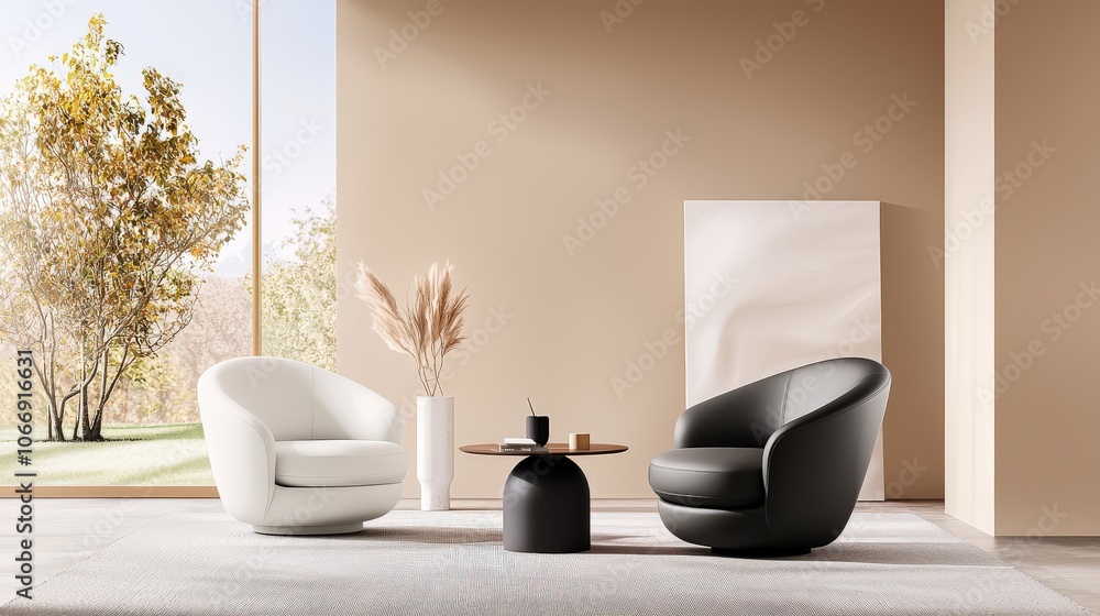 A stylish muted office background showcasing neutral colors, contemporary furniture, and an inviting layout, perfect for emphasizing professionalism and comfort. A stylish muted office background showcasing neutral colors, contemporary furniture, and an inviting layout, perfect for emphasizing professionalism and comfort.
