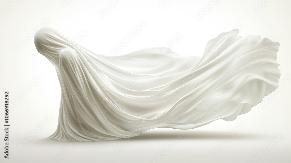 A ghostly figure is draped in white fabric, creating a sense of mystery A ghostly figure is draped in white fabric, creating a sense of mystery