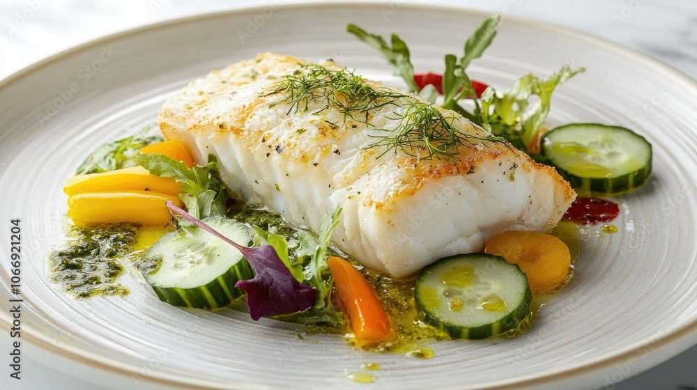Freshly Grilled Fish Fillet with Colorful Salad Freshly Grilled Fish Fillet with Colorful Salad