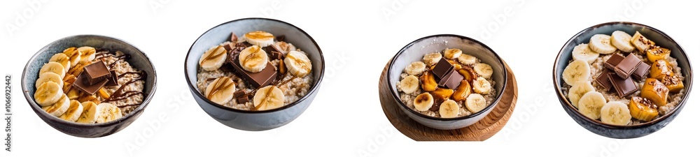Cashew butter Oatmeal bowl with caramelized bananas and chocolate Cashew butter Oatmeal bowl with caramelized bananas and chocolate