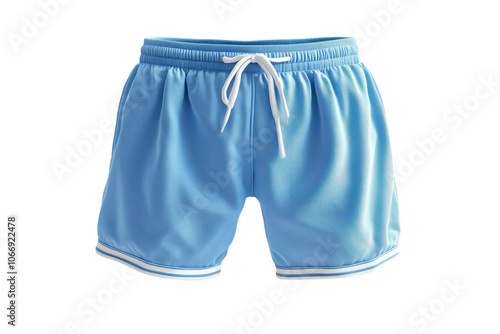 Light blue athletic shorts designed for comfort during workouts and casual wear