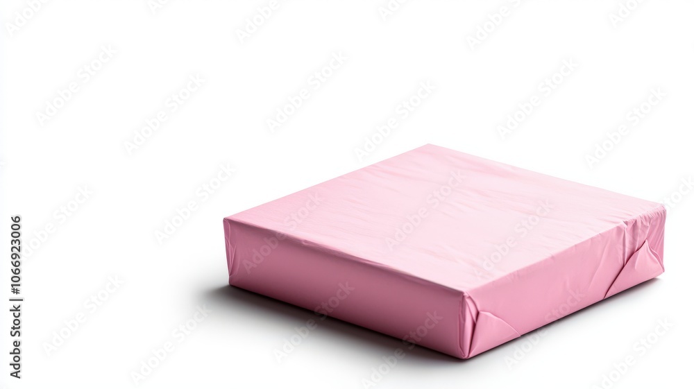 A simple pink gift box on a white isolated background. A simple pink gift box on a white isolated background.
