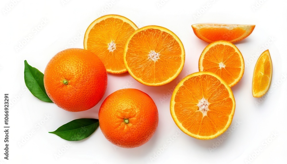 Orange sliced isolated on white. Generated image Orange sliced isolated on white. Generated image