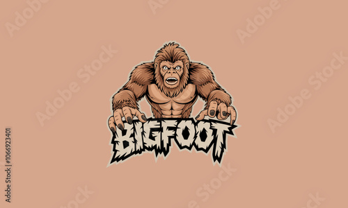 Bigfoot mascot logo with fierce expression and bold style