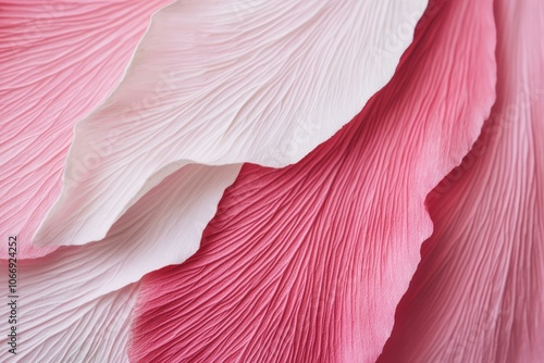 Beautiful pink and white floral petals with intricate textures on a soft background. photo