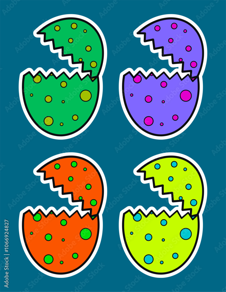 Dinosaur Egg Cartoon Doodle Sticker Illustration Dinosaur Egg Cartoon Doodle Sticker Illustration