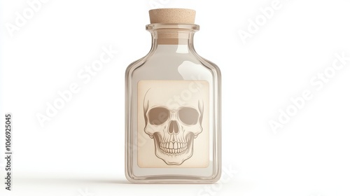 A skull is on the label of a glass bottle