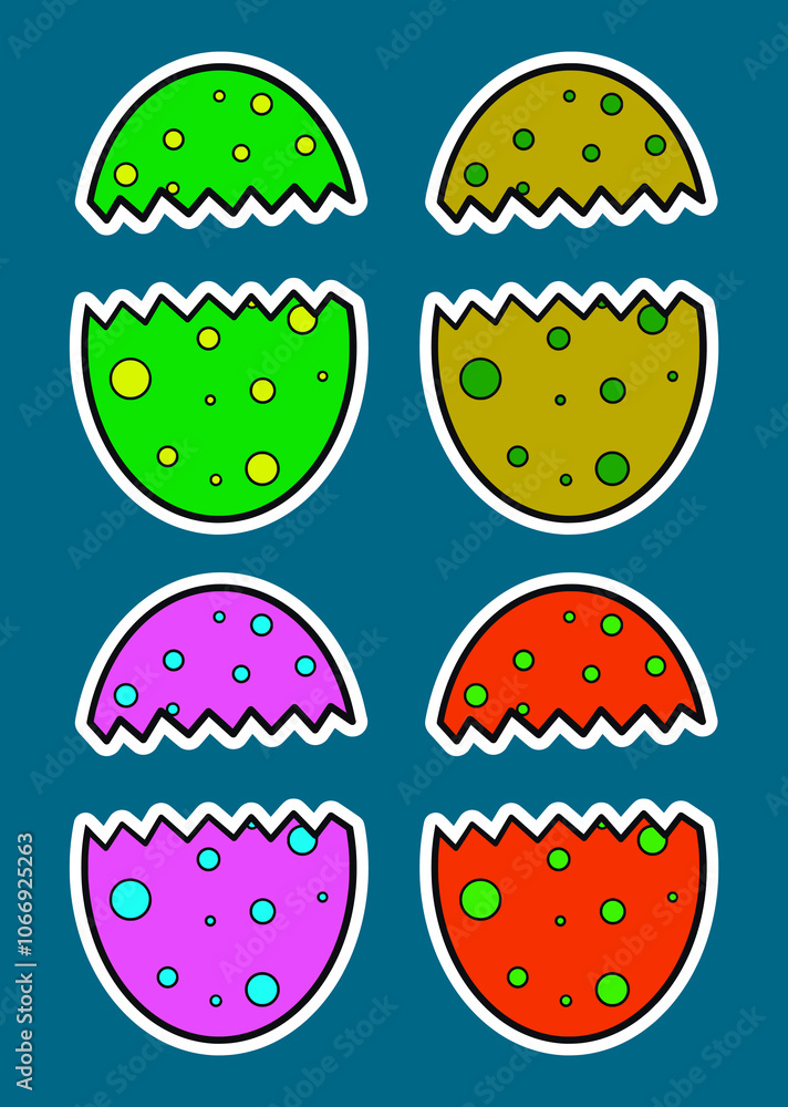 Dinosaur Egg Cartoon Doodle Sticker Illustration Dinosaur Egg Cartoon Doodle Sticker Illustration