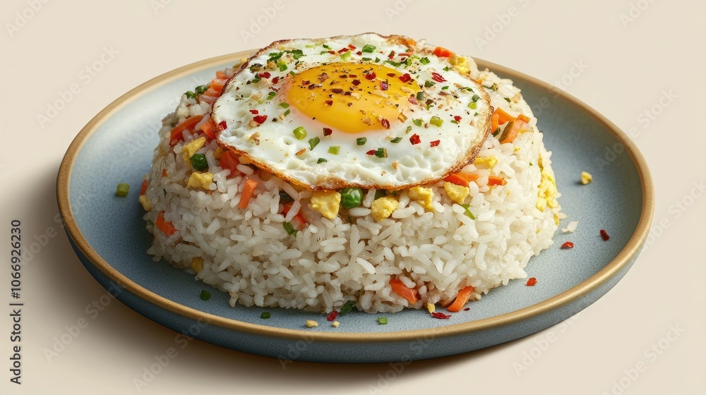 Delicious Fried Rice with Egg on a Plate Delicious Fried Rice with Egg on a Plate