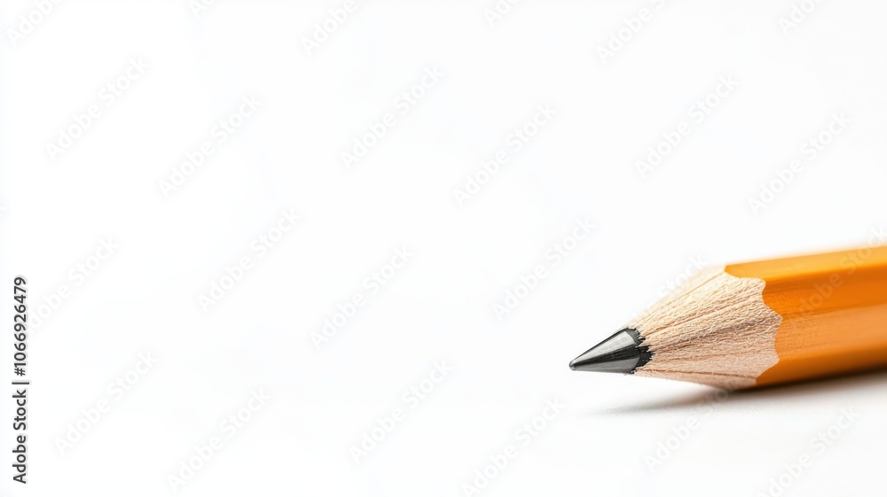 Close-up of a sharpened orange pencil on a white isolated background. Close-up of a sharpened orange pencil on a white isolated background.