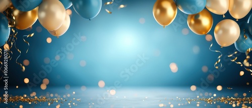 Wallpaper Mural Colorful balloons with confetti on a blue background, perfect for celebrations and festivities. Torontodigital.ca