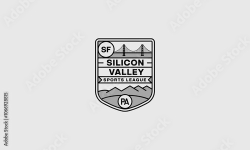 Silicon Valley sports league logo with bridge and mountains