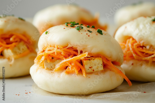 Steamed Bao Buns with Pickled Carrot and Tofu Filling photo