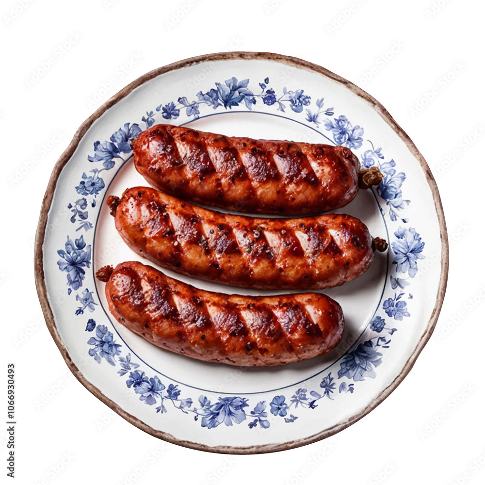 Realistic illustration of grill sausage on a transparent background. Element design. Clip art. No background. Suitable for artwork design Realistic illustration of grill sausage on a transparent background. Element design. Clip art. No background. Suitable for artwork design