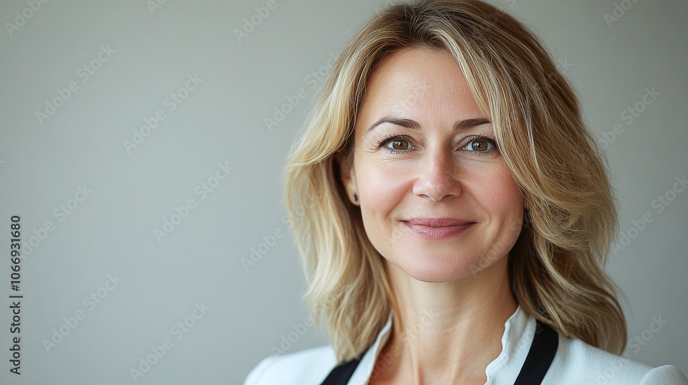Mature professional woman with a gentle smile and confident expression, dressed in business attire, conveying warmth, reliability, and experience. Mature professional woman with a gentle smile and confident expression, dressed in business attire, conveying warmth, reliability, and experience.