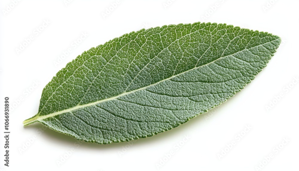 Isolated leaf on a white background showcasing intricate textures and colors Isolated leaf on a white background showcasing intricate textures and colors