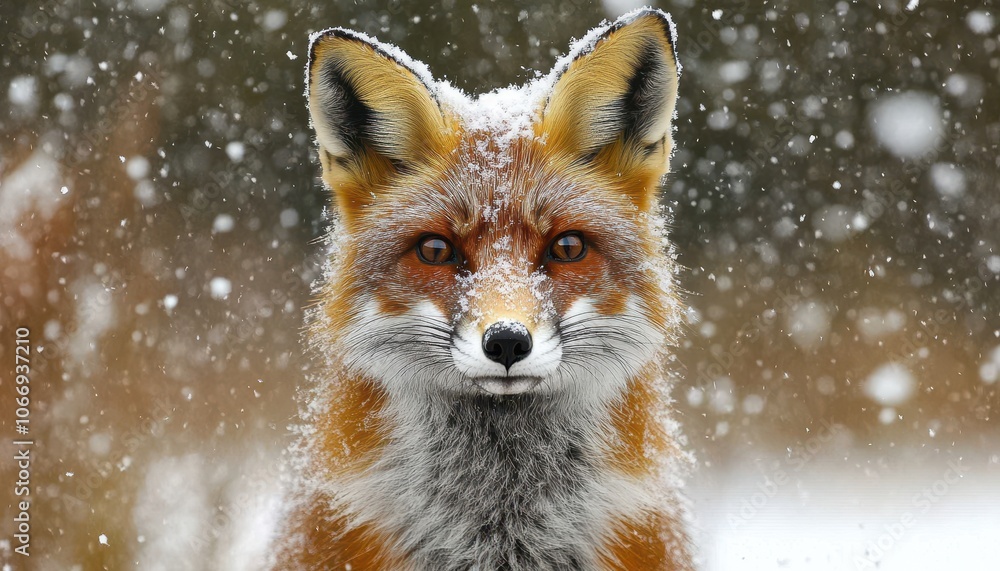 Obraz premium A fox standing in the snow with its head held high on a snowy winter day