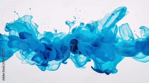 Blue Smoke Abstract Art on White Background