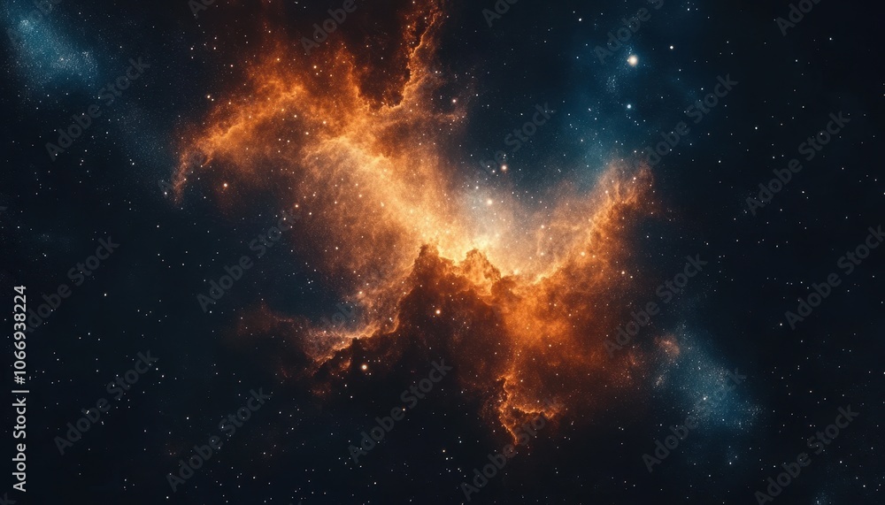 Fototapeta premium Vibrant chaos of a nebula illuminated by stellar activity in deep space