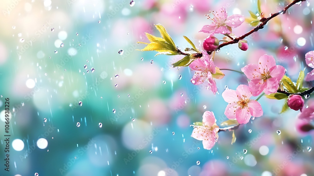 Background of pink flowers on a rainy day Background of pink flowers on a rainy day