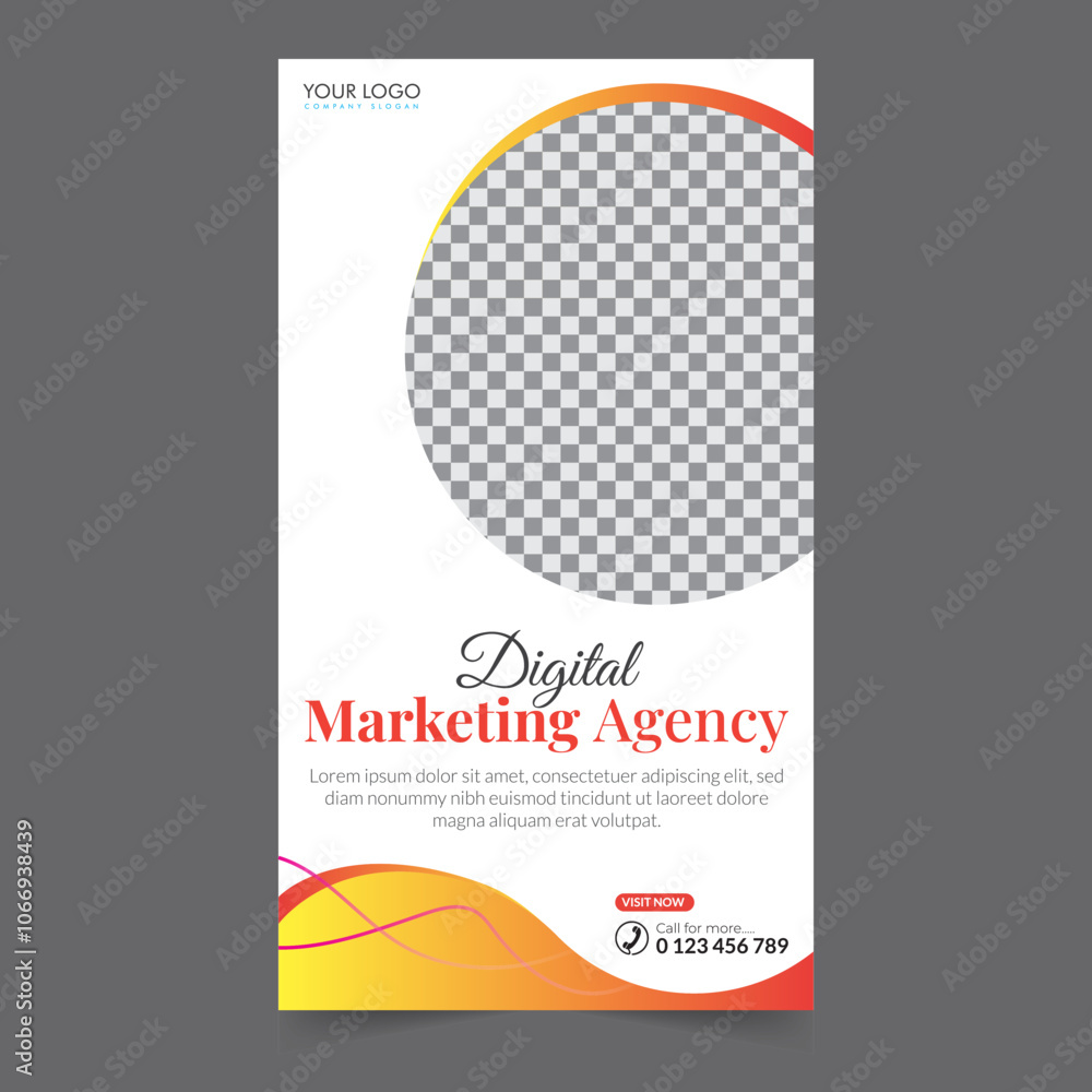 Fototapeta premium Digital marketing social media story business webinar for social media post, business post or stories banner template geometric shape design for attractive abstract elements post background space