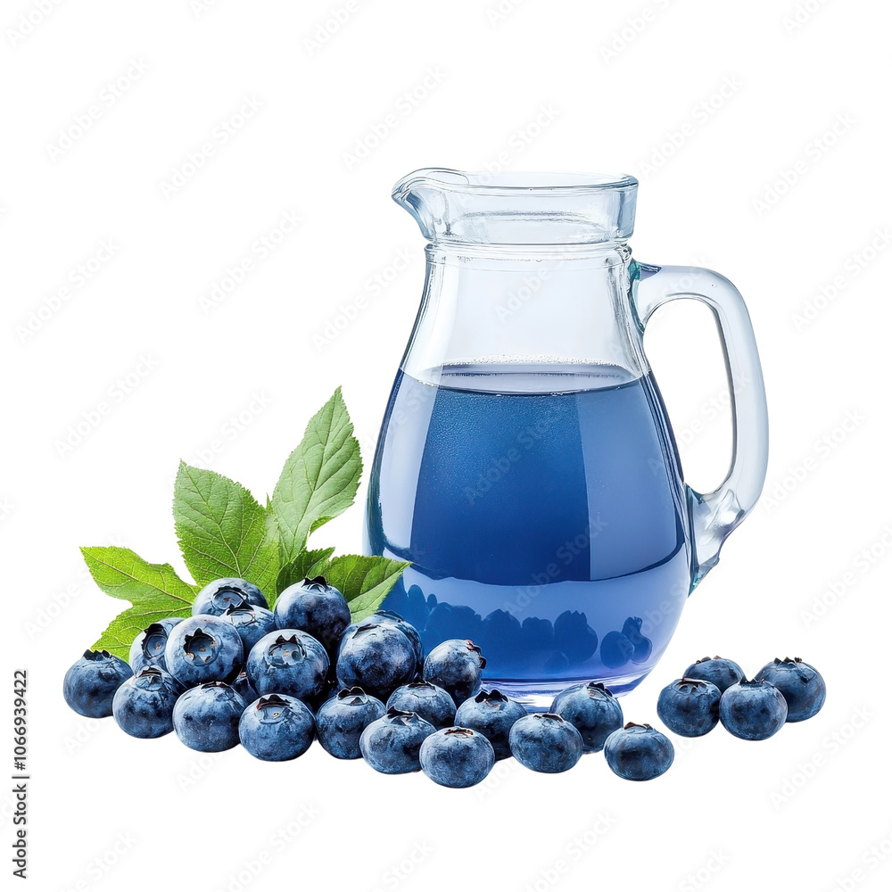 Jug of blueberry juice with fresh blueberries, bursting with flavor, isolated on white background. cutout png Jug of blueberry juice with fresh blueberries, bursting with flavor, isolated on white background. cutout png