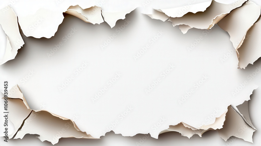 Torn paper texture with a white background, ideal for design and creative projects. Torn paper texture with a white background, ideal for design and creative projects.