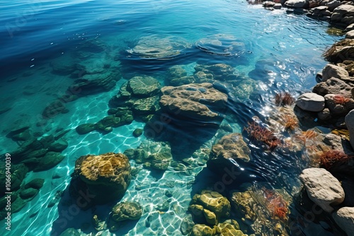 Wallpaper Mural Top view of corals and sea. A tropical bay with coral reefs. Torontodigital.ca