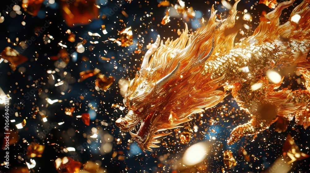 Golden Dragon Digital Art Illustration Golden Dragon Digital Art Illustration