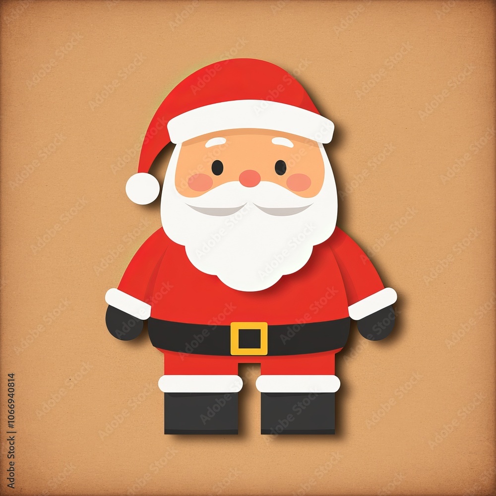 Cartoon Santa Claus character with a red suit, white beard, and black boots. Cartoon Santa Claus character with a red suit, white beard, and black boots.