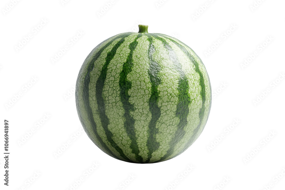 Fresh green watermelon with striped rind isolated on white background Fresh green watermelon with striped rind isolated on white background