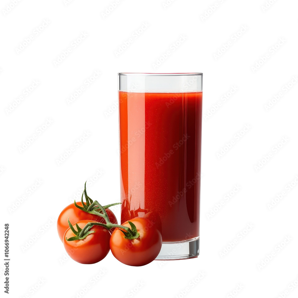Fresh tomato juice, isolated on white background, highlighting its vibrant color and healthful properties. cutout png Fresh tomato juice, isolated on white background, highlighting its vibrant color and healthful properties. cutout png