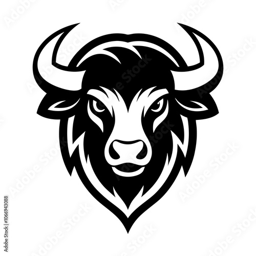 Bison Mascot Silhouette Logo.