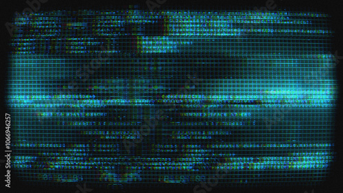 A digital style background texture with data glitch and interference effects.