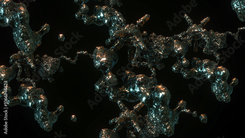 A strange synthetic formation of undulating metallic biological looking material.