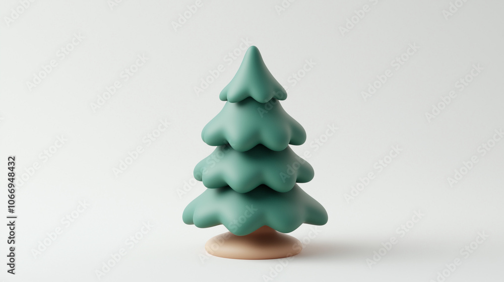 christmas tree toy on white background, 3d Christmas tree icon on white background, clay material, isometric christmas tree toy on white background, 3d Christmas tree icon on white background, clay material, isometric